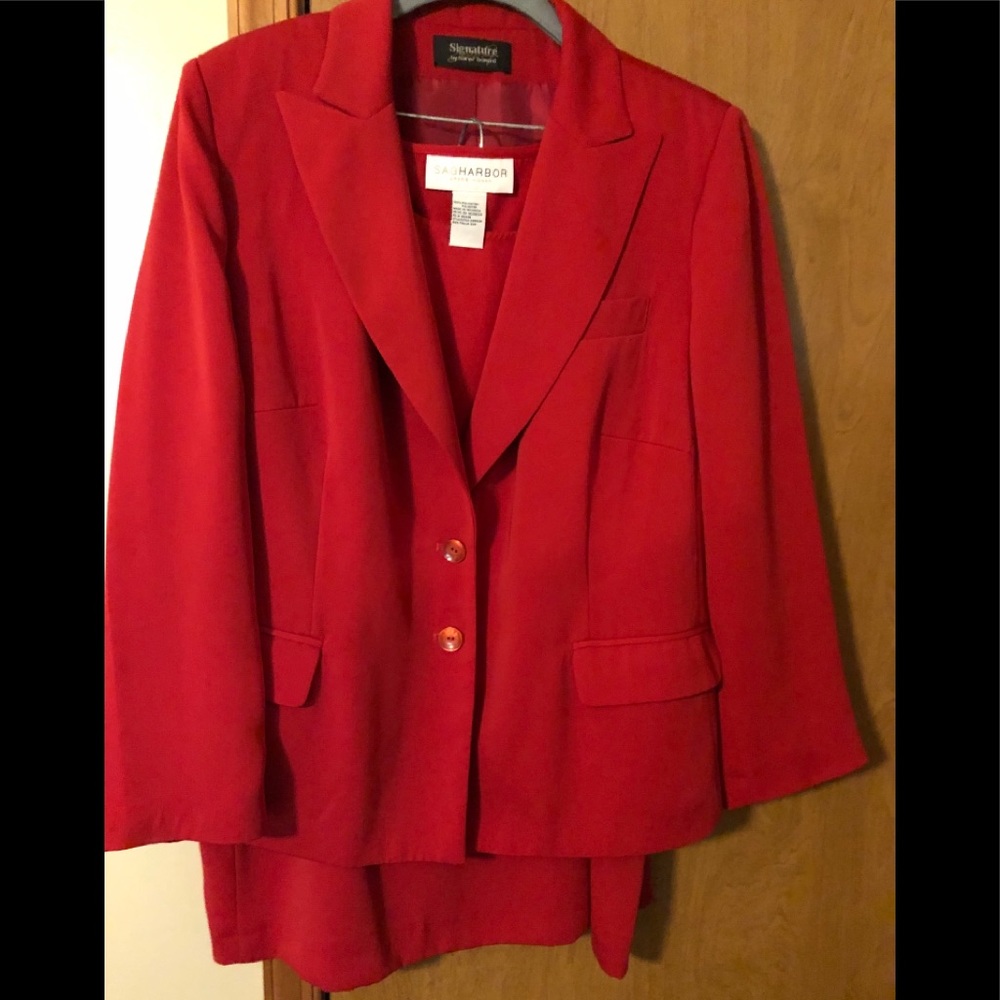Women’s 3piece Skirt Suit Set-Red-22W